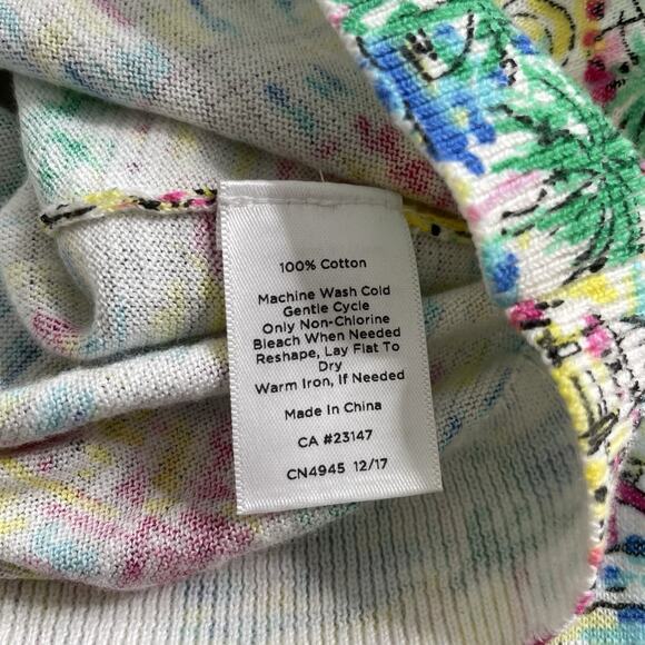 Talbots Santorini Greece V Neck Casual Top Size M Petite Euro Summer Art To Wear - Picture 8 of 10